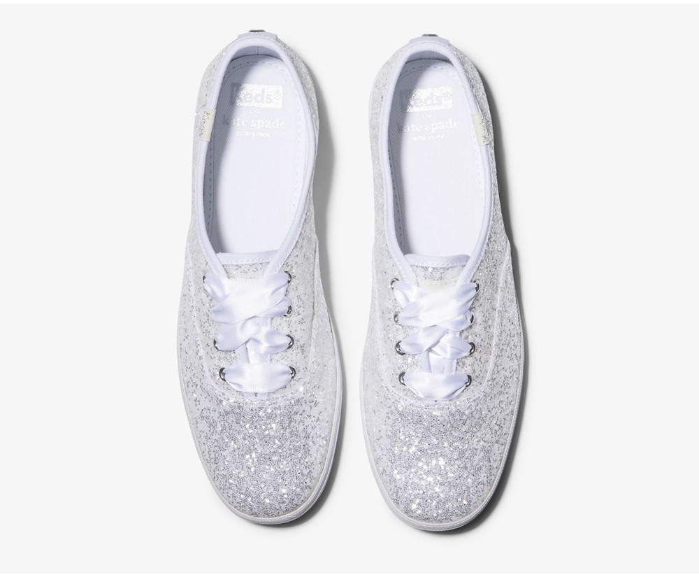 Tenis Keds Mujer Blancos - Kate Spade New York Champion Glitter - 4830-PWGIA